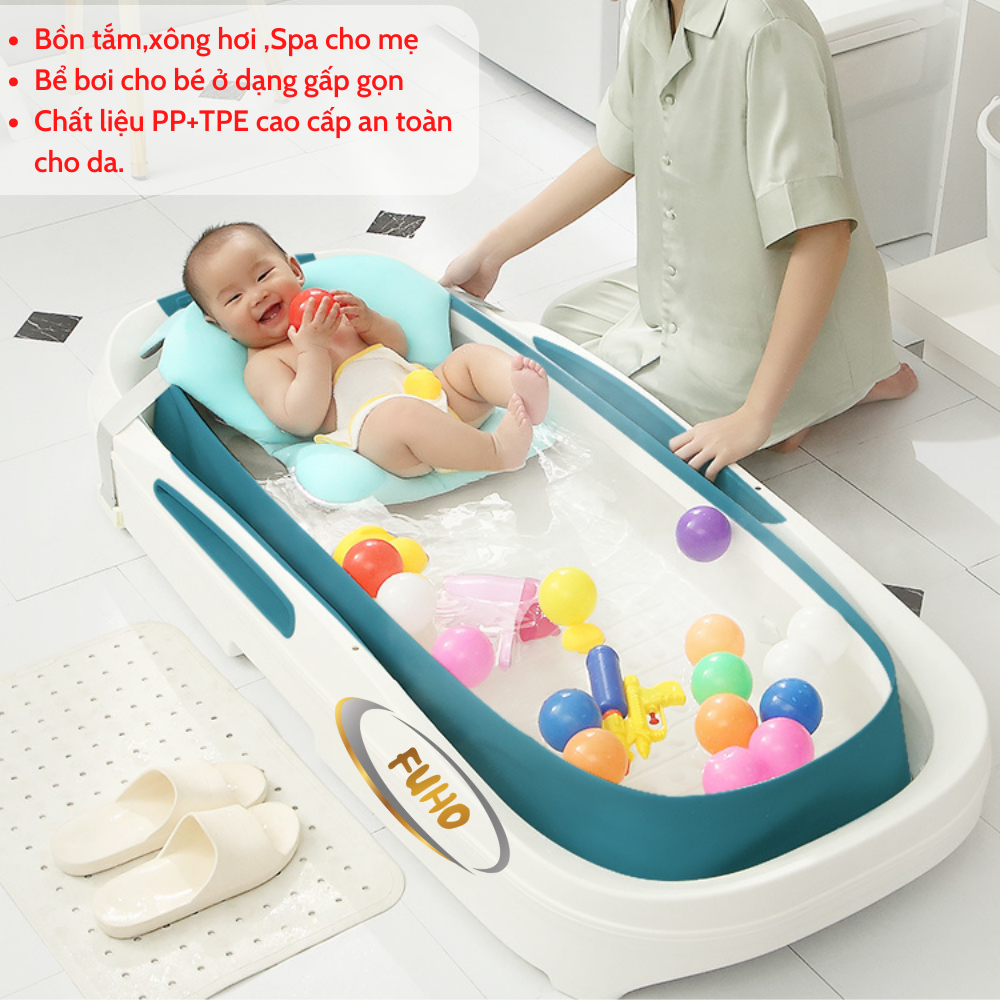 Bồn tắm gấp gọn thông minh cho người lớn FUHO chất liệu nhựa PP và hạt nhựa TPE có thể làm bể bơi cho bé đổi trả miễn phí