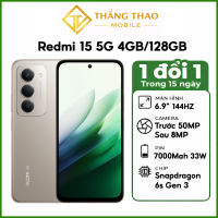 Điện thoại Redmi 15 5G (4GB/128GB) NFC Snapdragon 6s Gen 3 Pin 7000mAh - Hàng nhập Nhật