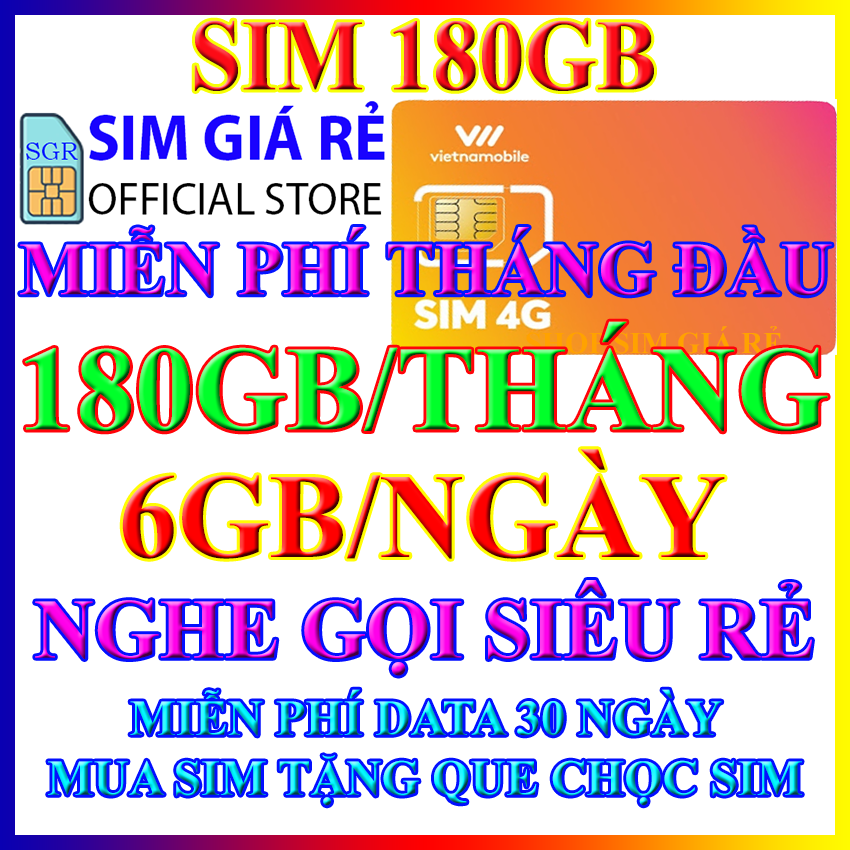 FREESHIP - SIM 4G VNMB TRỌN GÓI 1 NĂM 7GB/NGÀY - 210GB/THÁNG TỐC ĐỘ CAO - SIM 4G VIETNAMOBILE 1 NĂM 