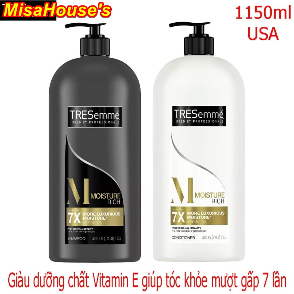 Bộ Đôi Dầu Gội & Dầu Xả Làm Mượt Tóc Tresemmé Luxurious Moisture 1.15 Lít - Dành Cho Tóc Khô Và Hư Tổn ( Vàng)