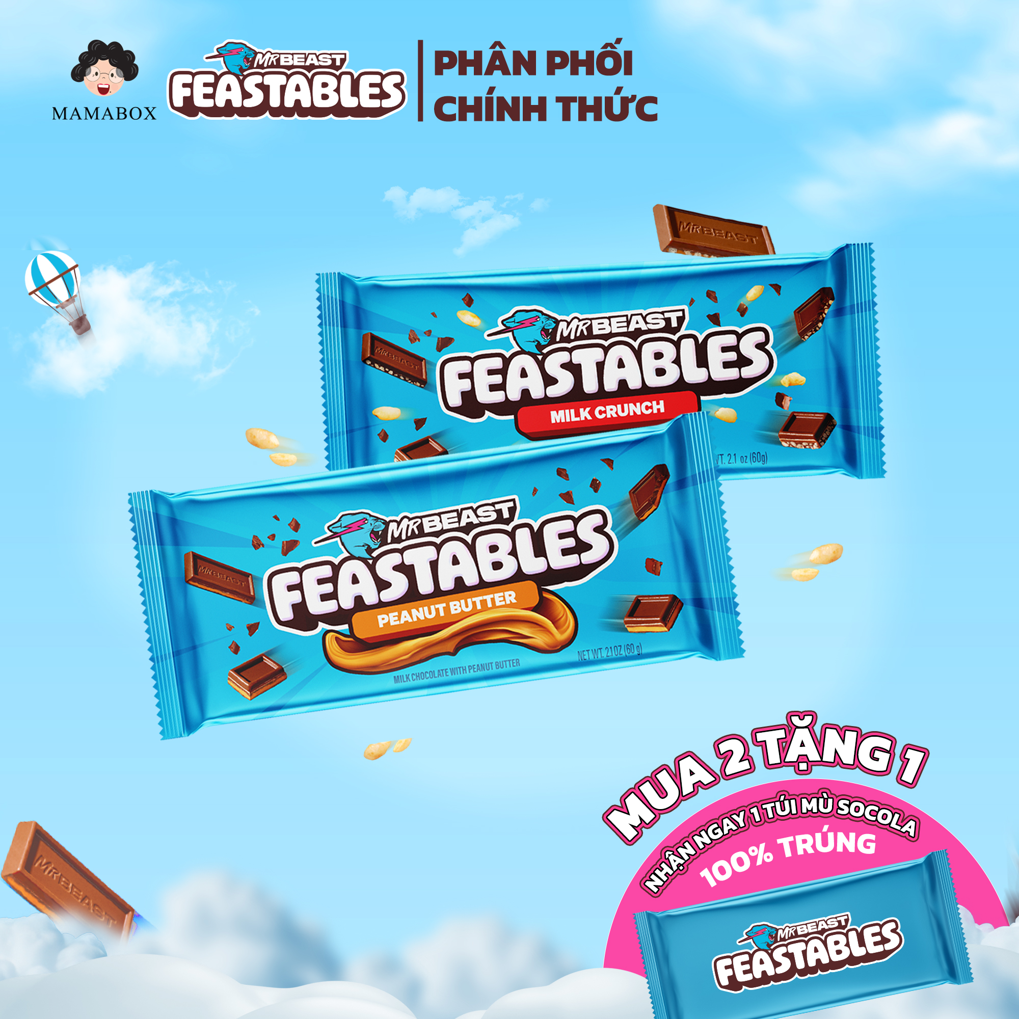[Chính Hãng] Mua 2 Tặng 1 - Socola Feastables Mr.Beast Kẹo