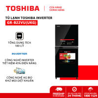 [FREESHIP] Tủ lạnh Toshiba Inverter 180 lít GR-B22VU(UKG) - Nhập khẩu Thái Lan Hệ thống khử mùi và diệt khuẩn Ag Bio Ngăn rau quả kích thước lớn 15L Ngăn đông mềm trữ thịt cá không cần rã đông. Hàng chính hãng bảo hành 2 năm.