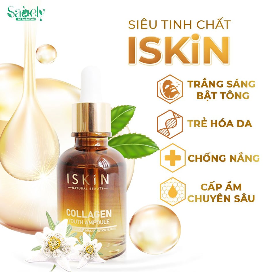 Serum Dưỡng Trắng Cấp Ẩm Và Trẻ Hóa Da Iskin - Collagen Youth Ampoule Korea 30Ml