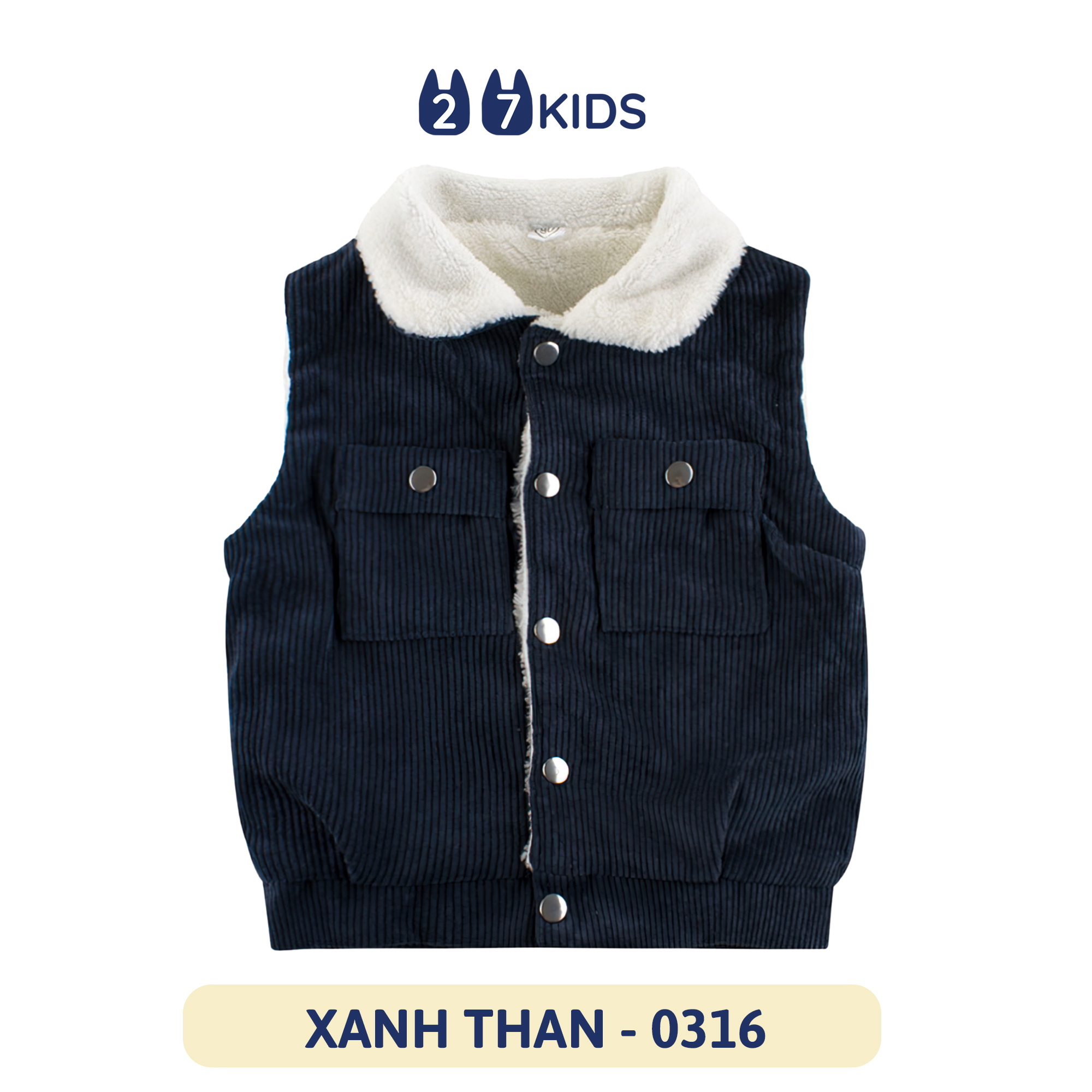 Áo gile lót lông cừu cho bé trai bé gái 27Kids áo ghi lê thu đông cho trẻ 2-10 tuổi BLGI1