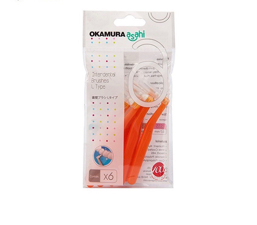 [HCM]Okamura - Bàn Chải kẽ răng Asahi dang L (bịch 6 cây)