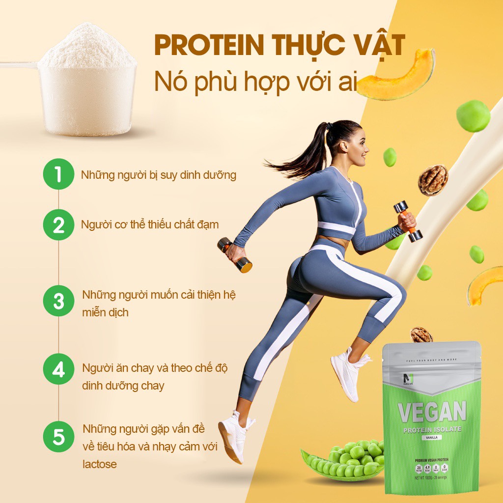 Whey Protein Thực Vật- Sữa Tăng Cân giảm mỡ- Vegan Protein [combo 2 túi + quà tặng]