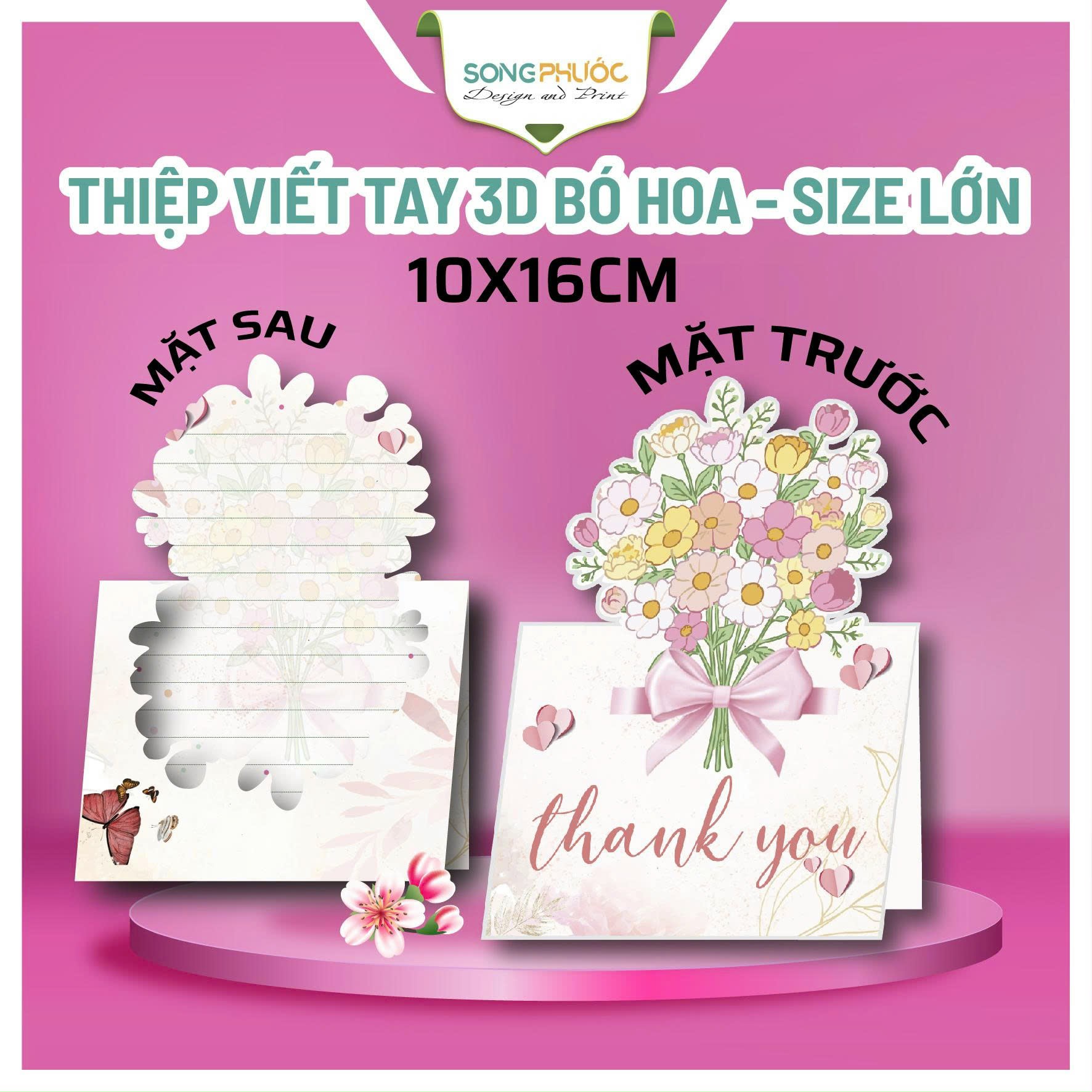 Thiệp Thank You 3D Nổi Bó Hoa – Thiệp Cảm Ơn Khách Hàng Cao Cấp