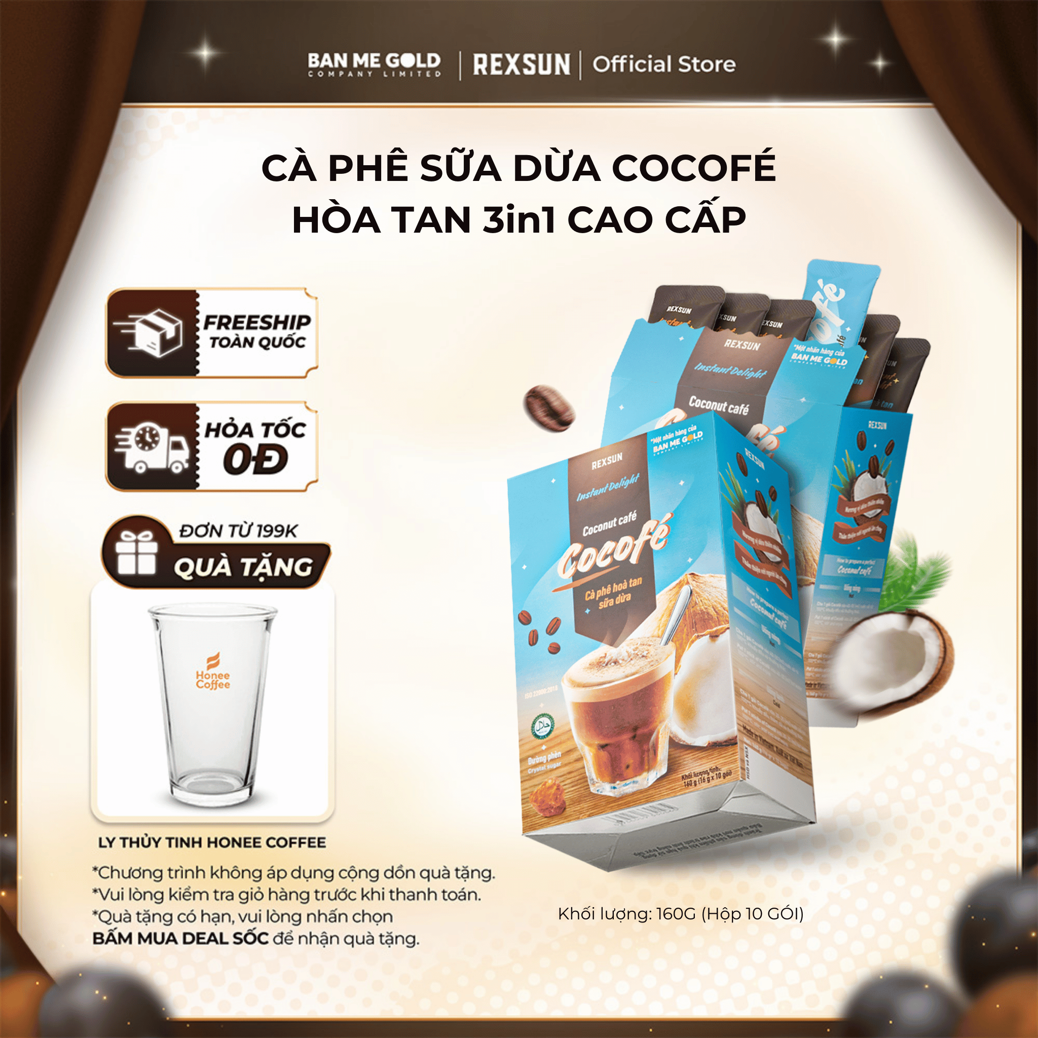 [MUA 2 TẶNG LY] Cà Phê Sữa Dừa Cocofe – Túi 480gr (30 Gói) - Cafe Hòa Tan Cao Cấp Chính Hãng Ban Me 