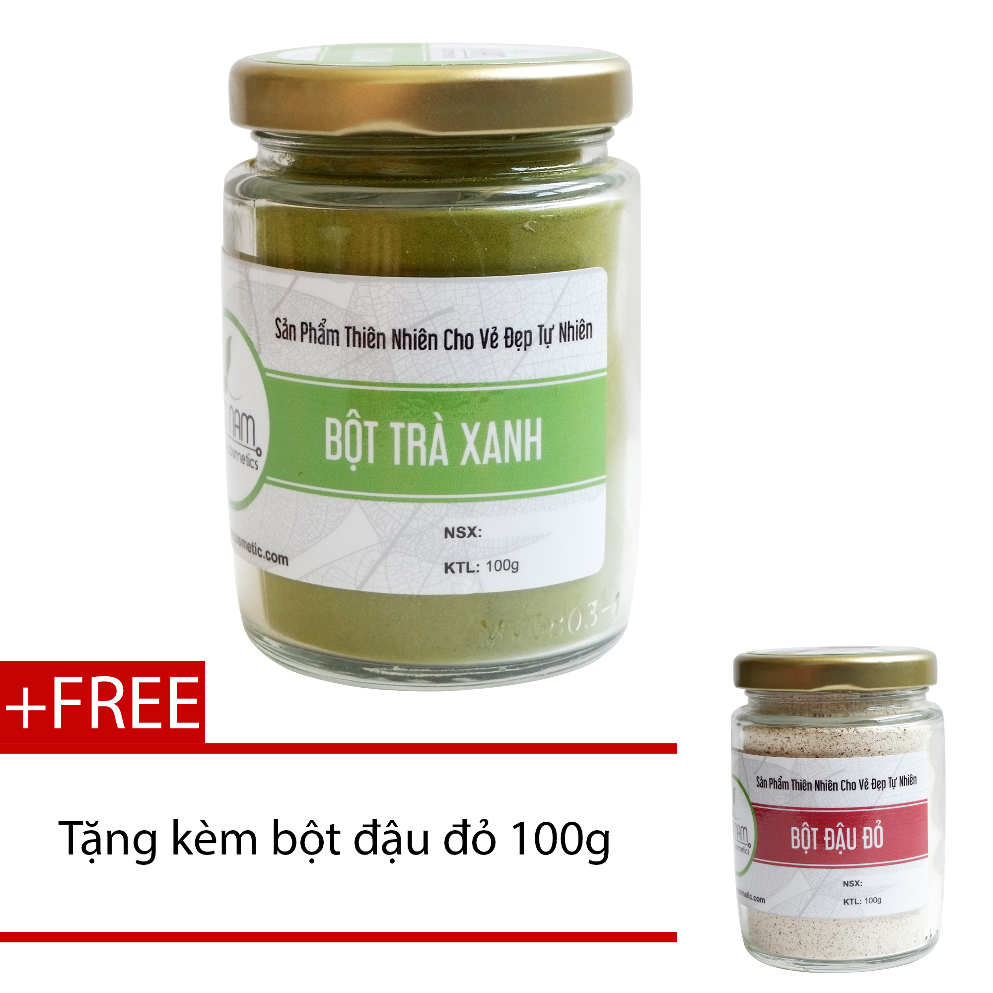 Bột Trà Xanh Tắm Trắng Toàn Thân 100G + Tặng Bột Đậu Đỏ Nguyên Chất 100G - Bảo Nam [ Đã Được Kiểm Nghiệm Y Tế ]