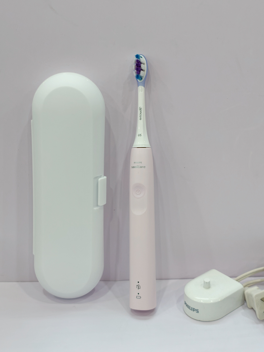 Bàn chải điện Philips Sonicare 4100 - Trắng, Sạc qua USB, Chế độ Clean