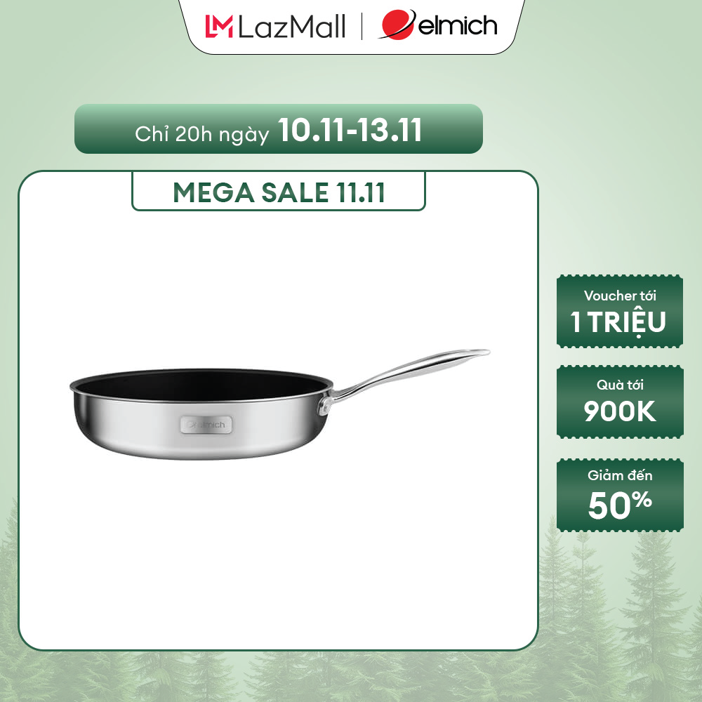 (SALE TẾT)Chảo chống dính Inox dập nguyên khối Elmich Trimax Classic EL-2703OL size 26cm