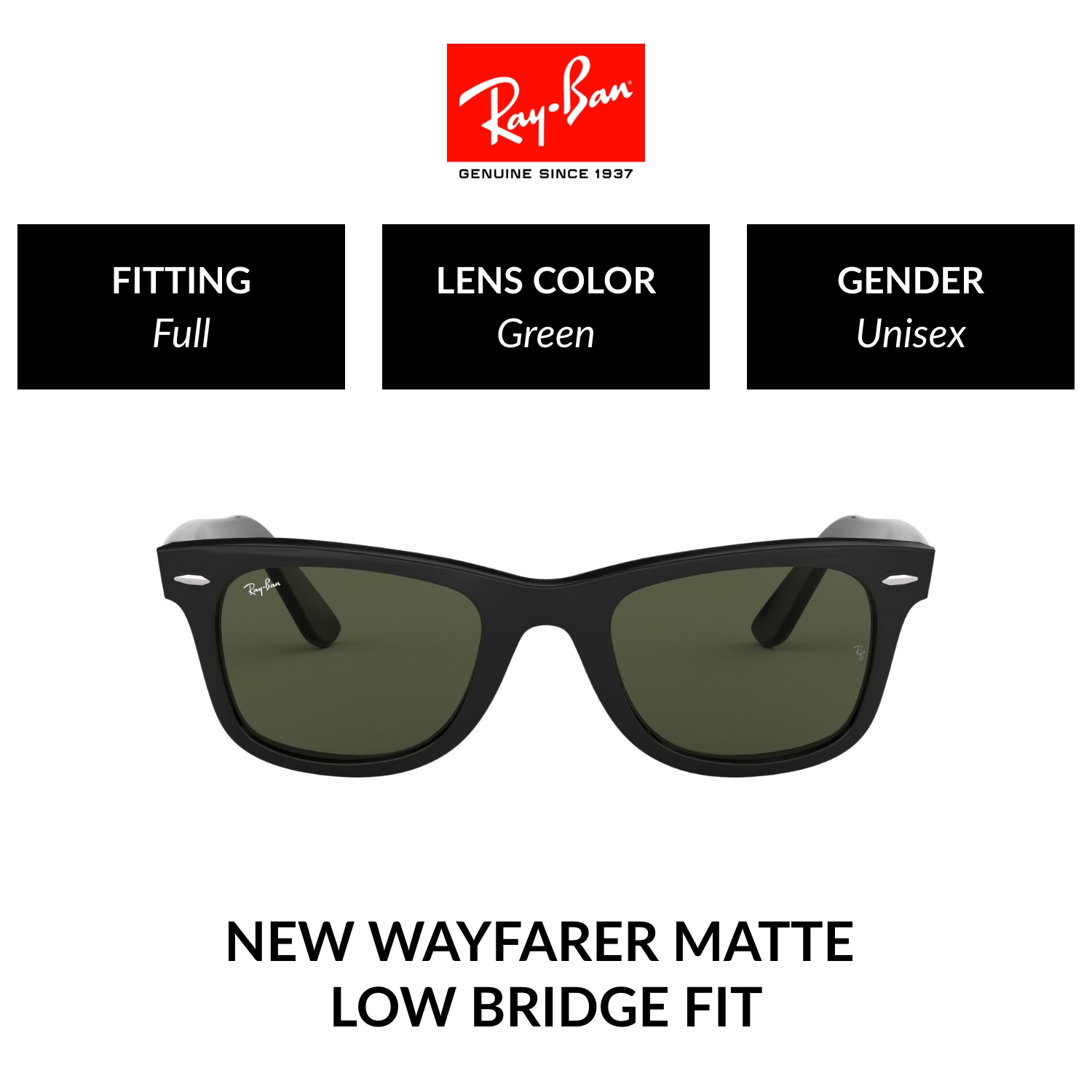 Mắt Kính Ray-Ban Wayfarer - RB2140F 901 - Kính mát Size 54