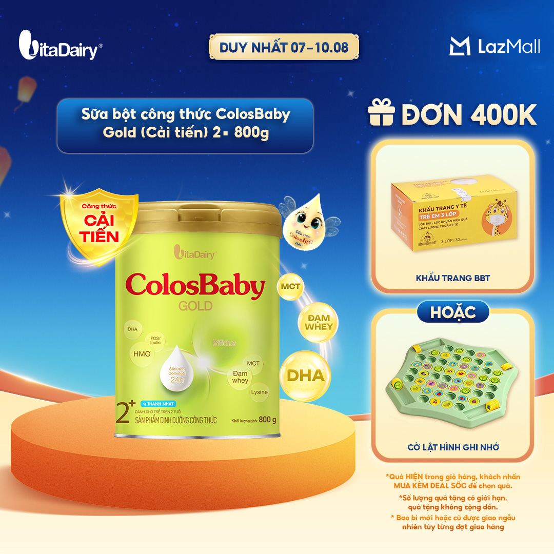 Sữa bột ColosBaby Gold cải tiến 2+ trẻ trên 2 tuổi – Bổ sung dinh dưỡng cho bé – Lon 800g