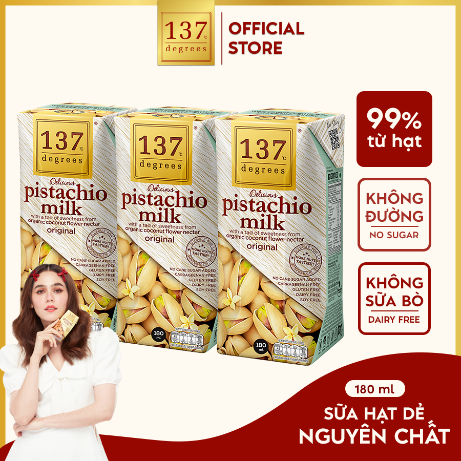 [MỚI] [LỐC 3 HỘP 180ML] Sữa Hạt Nguyên Chất (Không Đường) 137 Degree Thái Lan Dinh Dưỡng Healthy