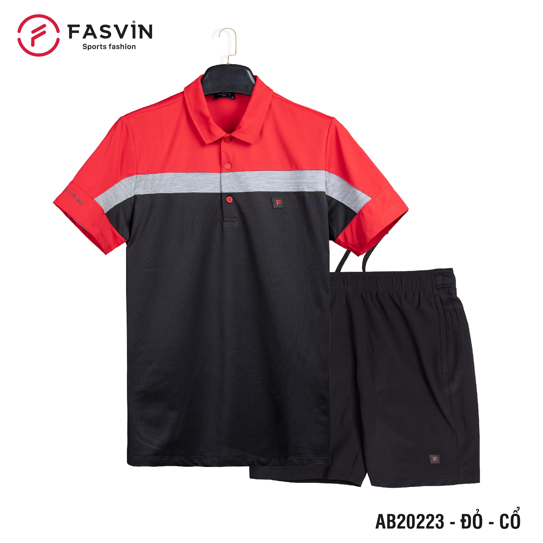 Bộ quần áo thể thao nam Fasvin AB20223.HN cộc tay cổ bẻ vải thể thao mềm nhẹ co giãn tốt