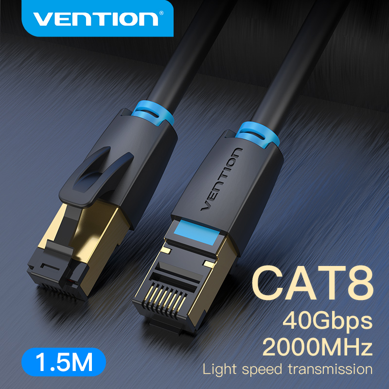 Vention Dây Cáp Mạng Cat 8 RJ45 2M - Cáp Quang Tốc 40Gbps 2000MHz Chống Nhiễu Kép Lõi Đồng Nguyên Ch