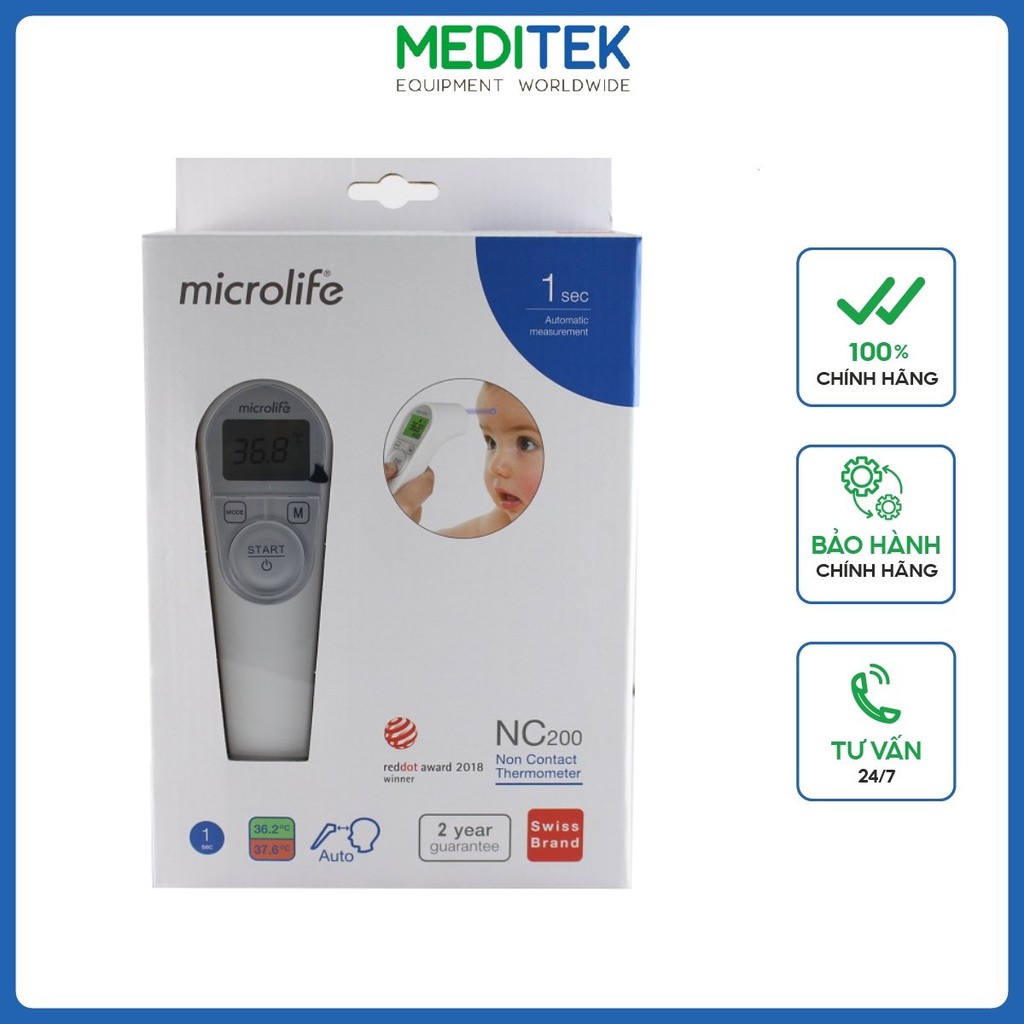 Nhiệt Kế Điện Tử Hồng Ngoại Microlife Nc200 Sản Xuất Thuỵ Sĩ Đo Tự Động Khoảng Cách Gần Đảm Bảo An Toàn