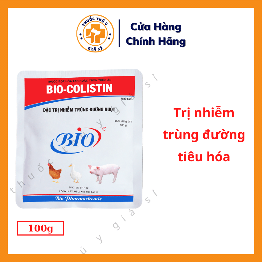 "Hoàn tiền đến 10%" Bio Colistin 100g - Dùng Cho Nhiễm Trùng Đường Ruột Ở Gia Cầm Heo - Thú Y Giá Sỉ