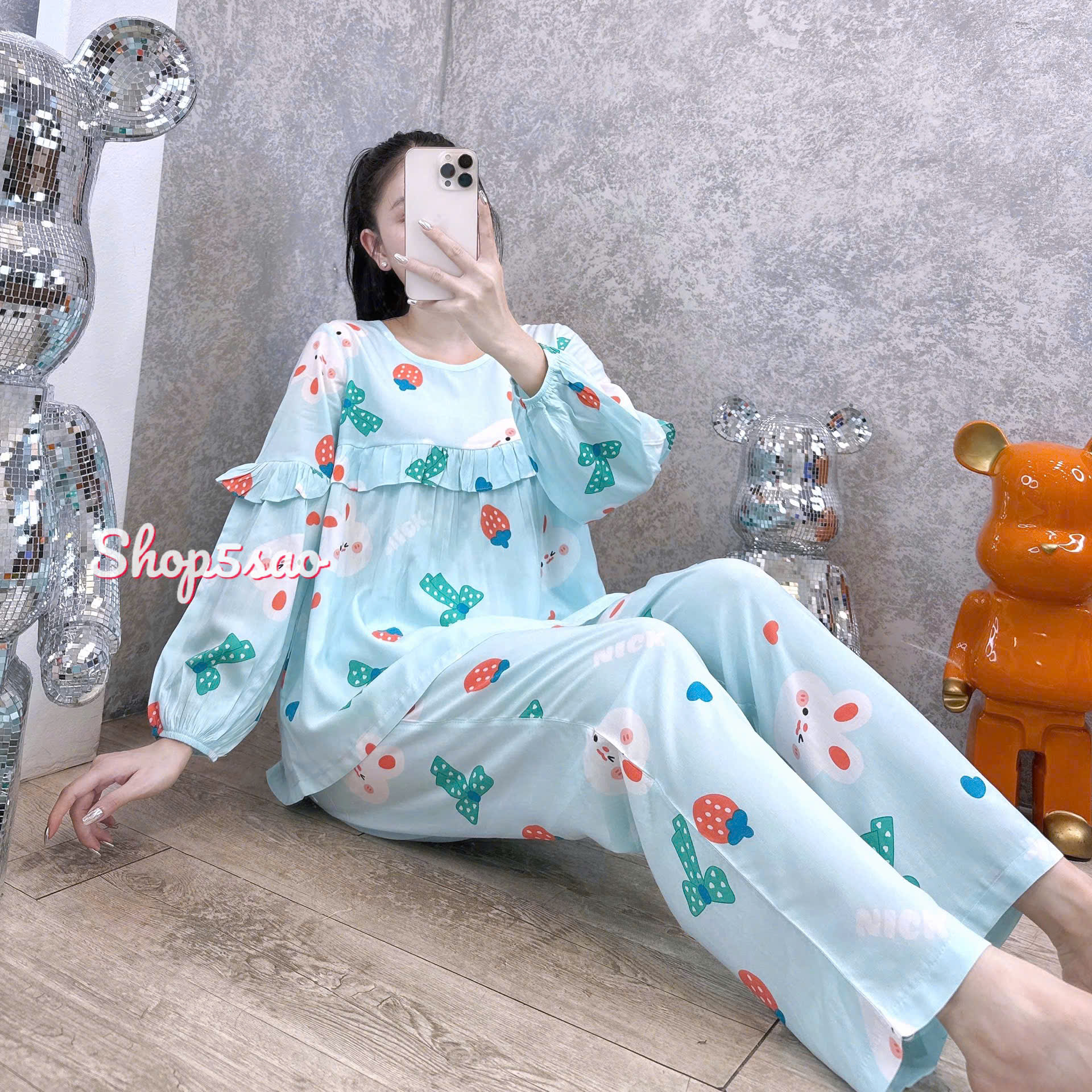 [HCM] Đồ bộ tole nữ bộ lanh mặc nhà quần dài áo tay dài phom babydoll F21 VNXK SHOP5SAO (40-75kg)