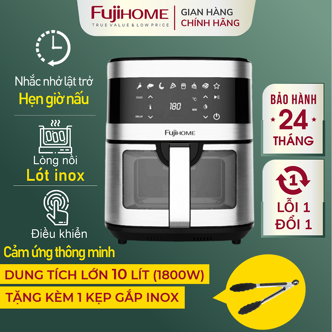 Nồi chiên không dầu 12L điện tử Nhập Khẩu FUJIHOME tự ngắt tặng đủ 7 món phụ kiện Nồi chiên không kh