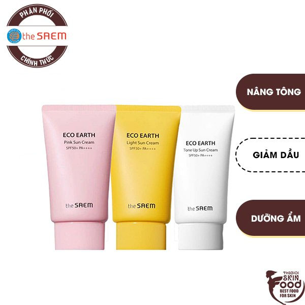 Kem chống nắng nâng tông sáng hồng tự nhiên Hàn Quốc The Saem Sun Cream SPF50+ PA++++ 50g