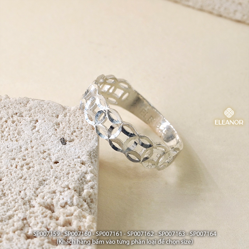 Nhẫn bạc nữ Eleanor Accessories nhẫn thiết kế hình kim tiền phụ kiện trang sức 7159