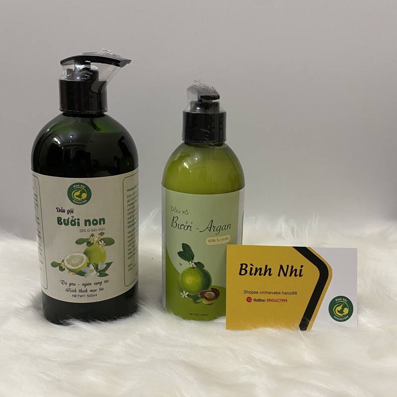 Combo Dầu Gội Bưởi Non - Dầu Xả Bưởi Argan Cao Cấp Siêu Dưỡng Tóc