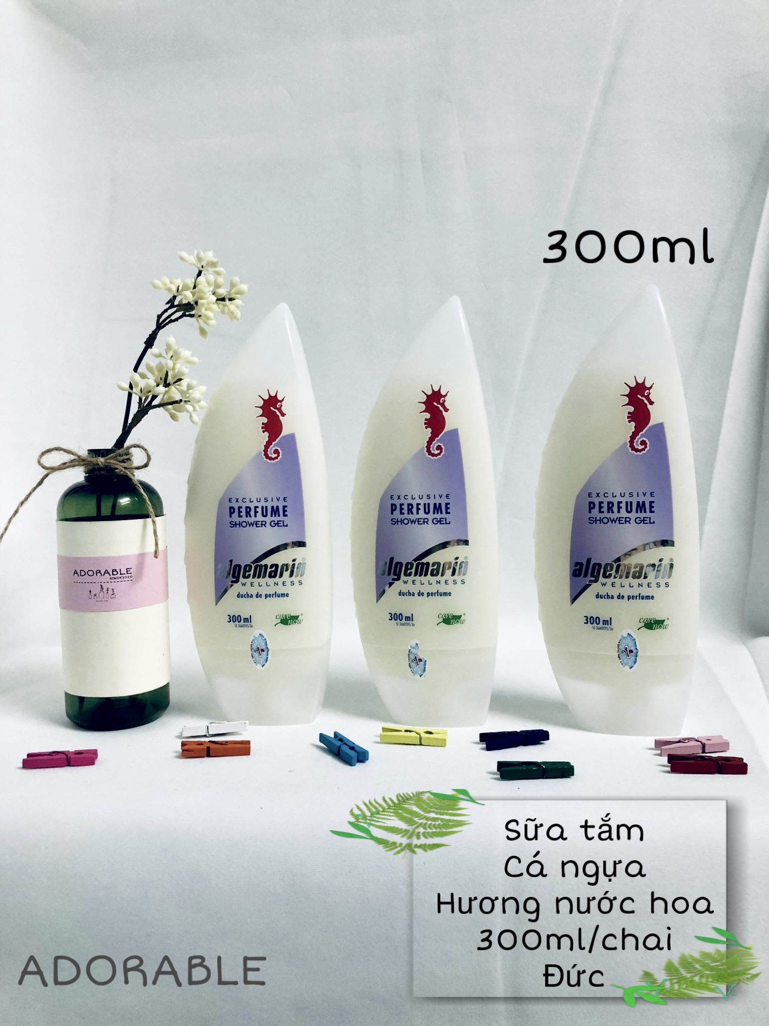 [Hcm]Sữa Tắm Cá Ngựa Algemarin Sữa Tắm Trắng Da 300Ml/Chai Của Đức