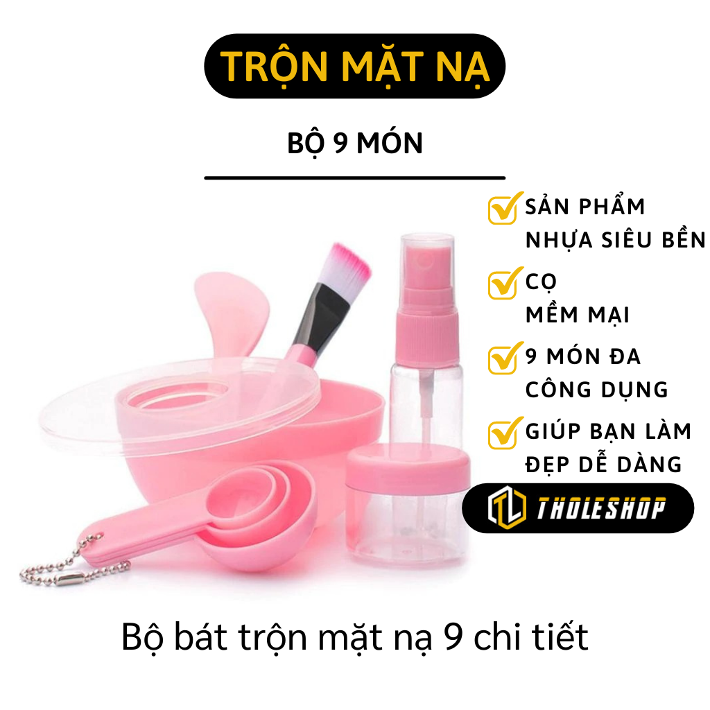 Bộ dụng cụ đắp mặt nạ – Combo 9 món đắp mặt nạ – Cọ quét mặt nạ Bộ chén bát thìa đắp mặt nạ