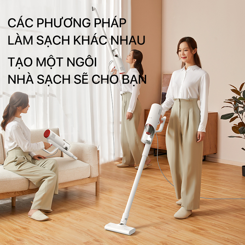 Máy hút bụi cầm tay có dây Deerma DX300 công suất 300W lực hút cực mạnh 3 đầu hút đa năng - Bảo hành