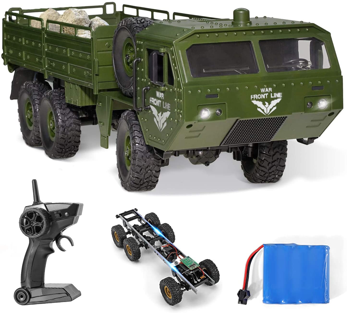 Xe đua điều khiển từ xa (RC Army Cars，Remote Control Car Trunk with Transport 6WD Off Road Racing Tr