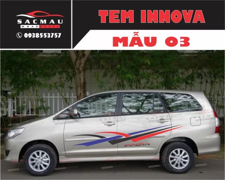 Tem dán xe Innova  2006 - 2021 ( miễn phí giao hàng)