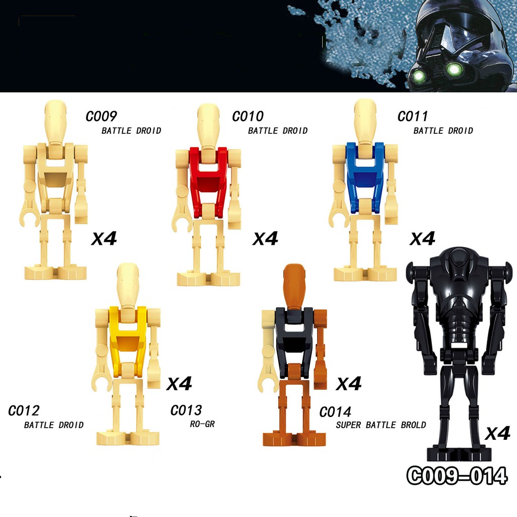 COMBO 4 Lego Minifigures Star Wars Robot Battle Droi Chiến Tranh Giữa các vì sao C009-014