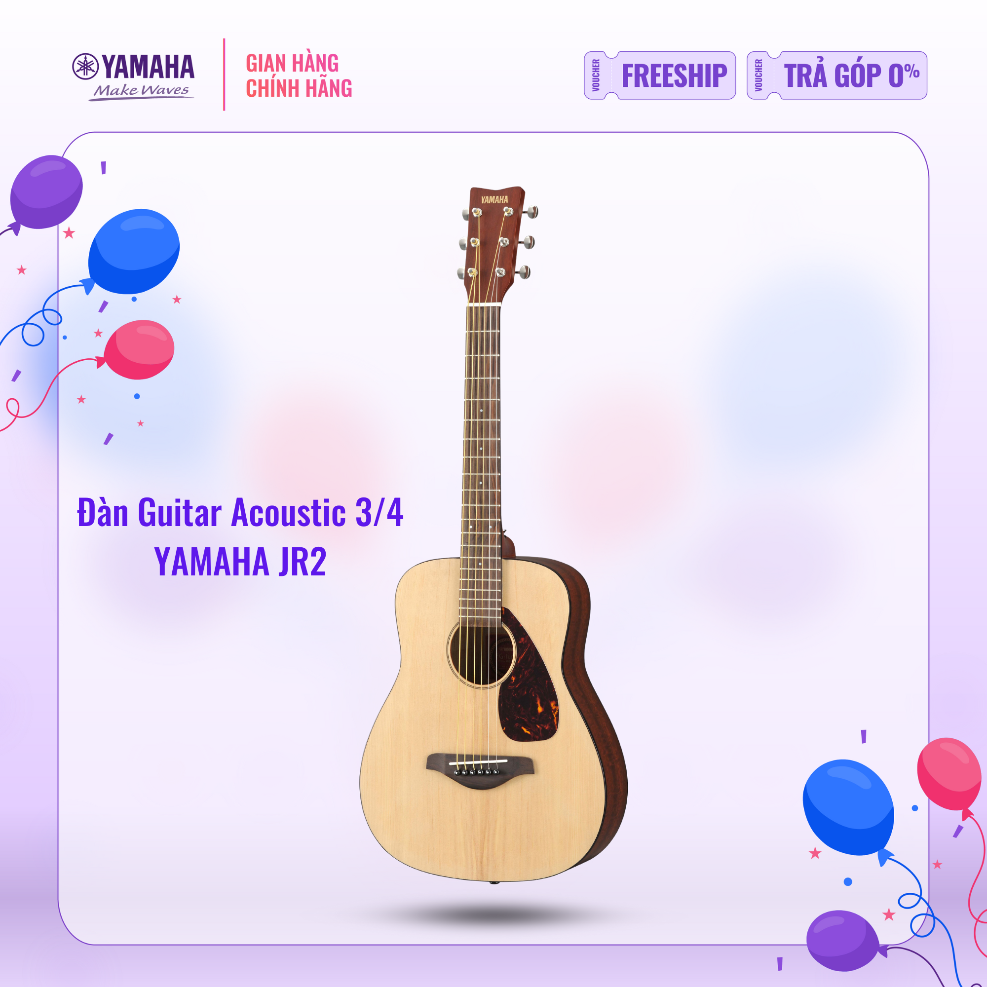 [Trả góp 0%] Đàn Guitar Acoustic YAMAHA JR2 size 3/4 kèm bao vải - Phù hợp cho người mới bắt đầu chơ