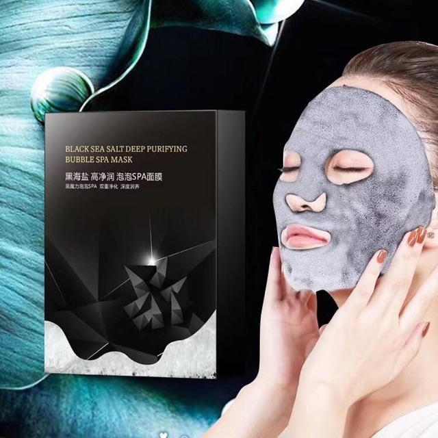 Mặt Nạ Black Sea Salt Deep Purifying Bubbel Spa Mask 1 Miếng 8K