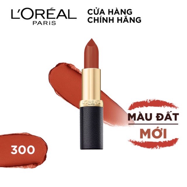 Son Lì Mịn Môi Loreal 300 Flaming Cloud Màu Đỏ Gạch 3.7G