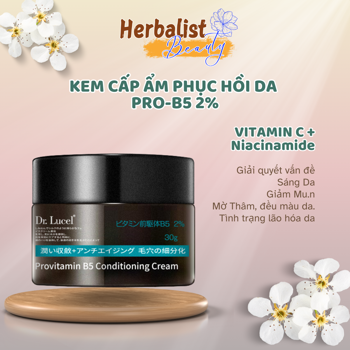 Kem Dưỡng Da Cấp Ẩm Phục Hồi Da Khô Sáng Da Panthenol (Vitamin B5) + Niacinamide Dr Lucel Nhật Bản 5