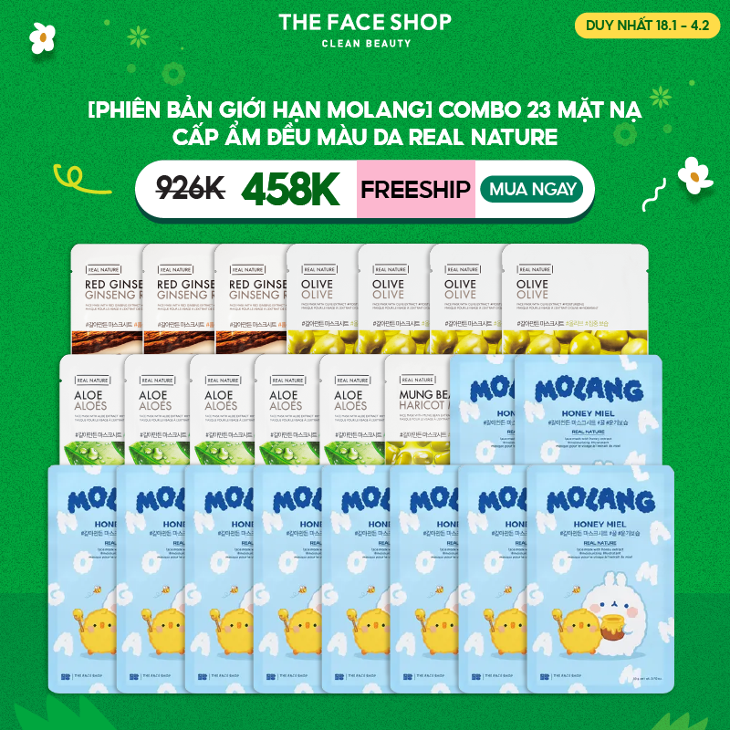 Combo Mặt Nạ THE FACE SHOP (Phiên Bản Molang + Mặt nạ Real Nature)