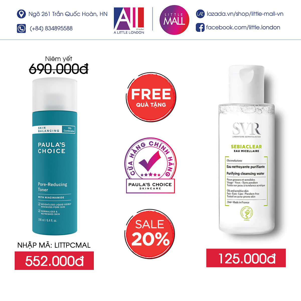 Toner Cho Da Dầu Và Lỗ Chân Lông To Paulas Choice Skin Balancing Pore Reducing Toner 190Ml Tặng Nước Tẩy Trang Svr (Nhập Khẩu)