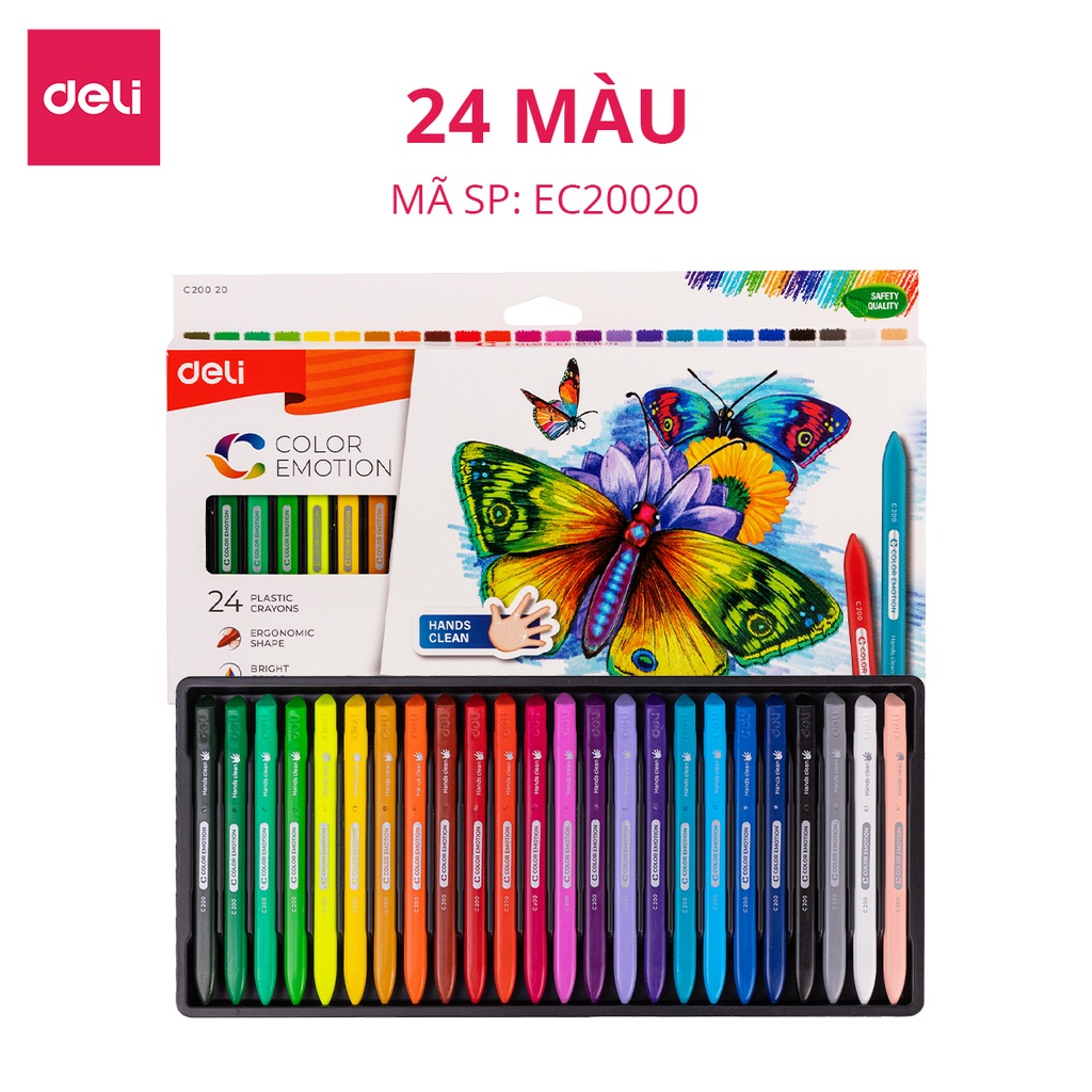 Bộ 36 Bút màu sáp DELI 100% hữu cơ tự nhiên an toàn cho bé tập vẽ - Không Dính Tay - Tập Vẽ Tranh Tô Màu Mỹ Thuật Học Sinh Trẻ Nhỏ