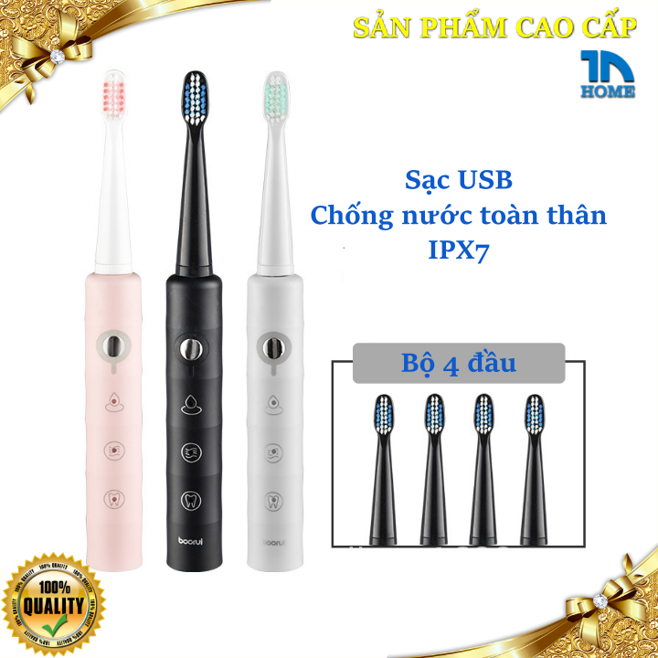 Bàn Chải Điện Sạc Usb Bàn Chải Đánh Răng Điện Tự Động 6 Chế Độ Cao Cấp Chống Nước Chống Rung Boorui Br - Z2