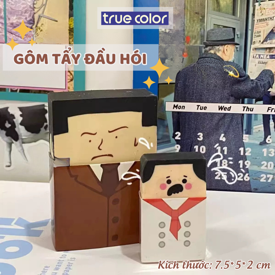 Gôm tẩy bút chì chủ tịch đầu hói 7.5cm siêu to khổng lồ cục tẩy chì ngộ nghĩnh - tẩy nhanh sạch ít v