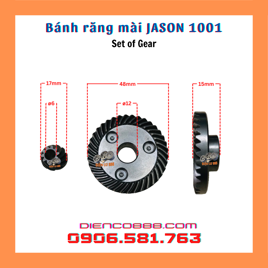 (Set of Gear) Bộ nhông bánh răng máy mài JASON 1001 HANKE 1001 1002