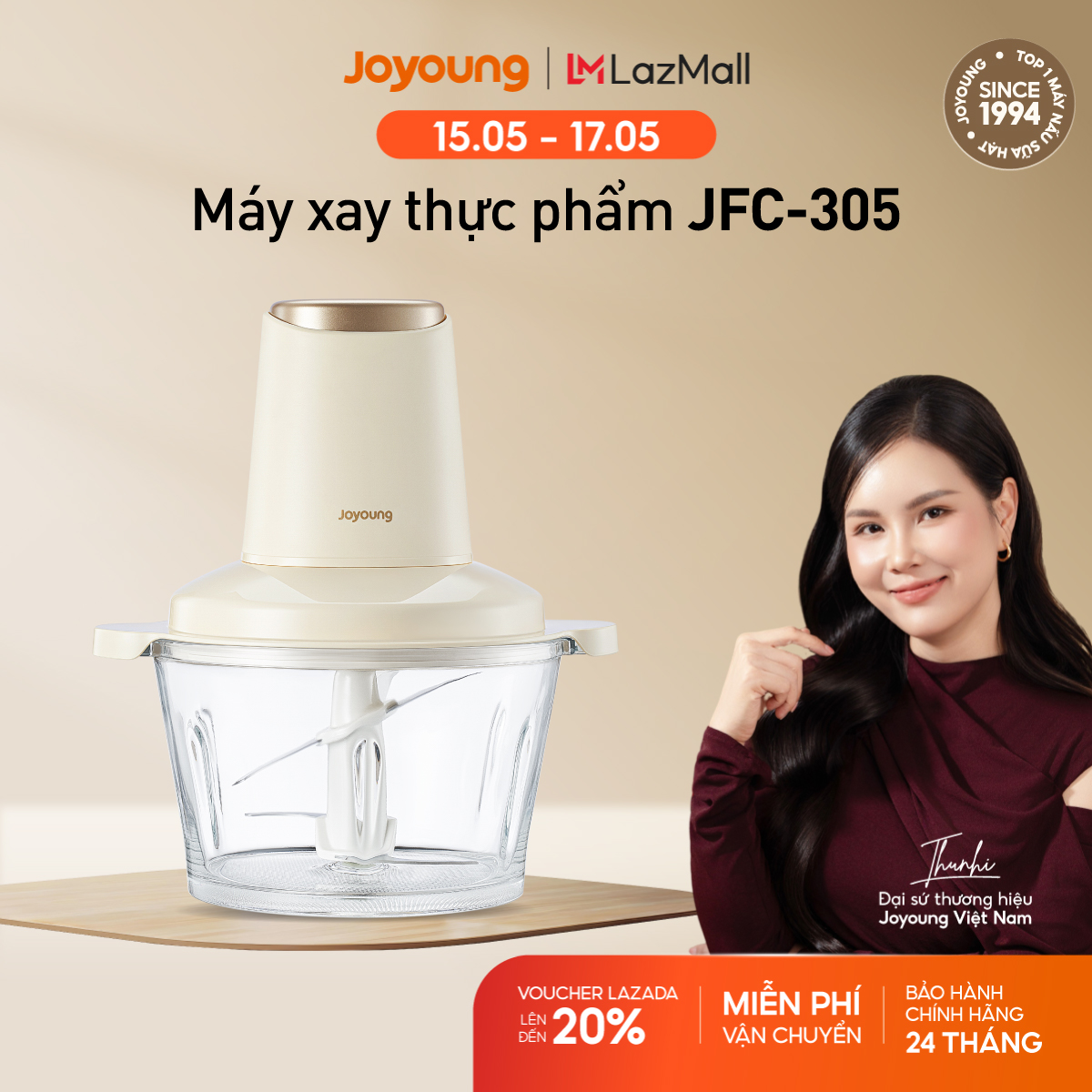 Máy xay thịt Joyoung JFC-305 - Dung tích 1.8L, Công suất 300W, Màu kem