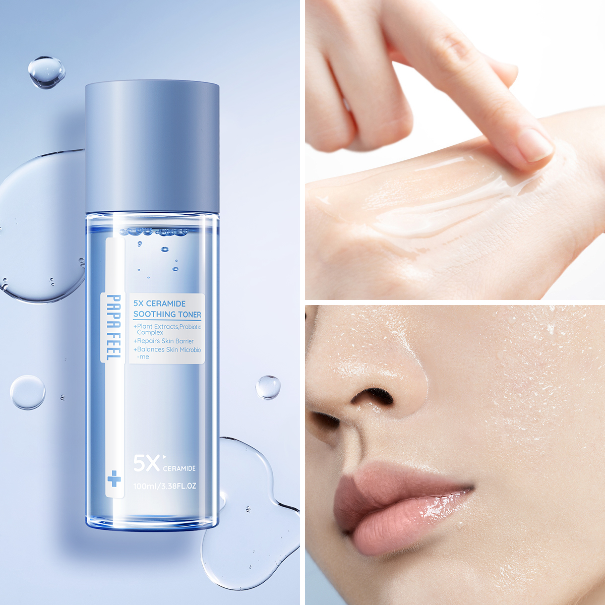 Toner PAPA FEEL 5X Ceramide 100ml phục hồi hàng rào bảo vệ da cân bằng nước làm dịu da