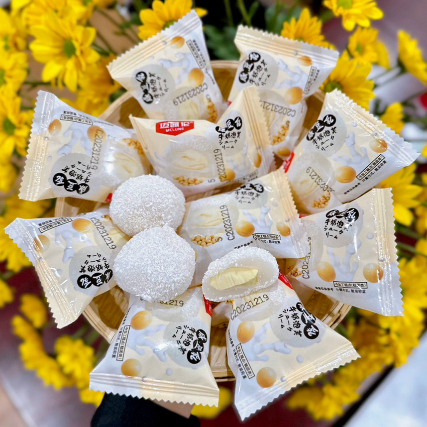 Thùng 1kg Bánh Mochi Sữa Nhân Kem Khoai Môn Đậu Nành Sầu Riêng Đào Xoài - Chuyên Sỉ TPNK