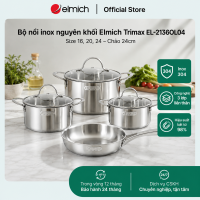 ( Sale 10.10)Bộ nồi inox nguyên khối Elmich Trimax EL-2136OL04 size 16 20 24 chảo 24cm