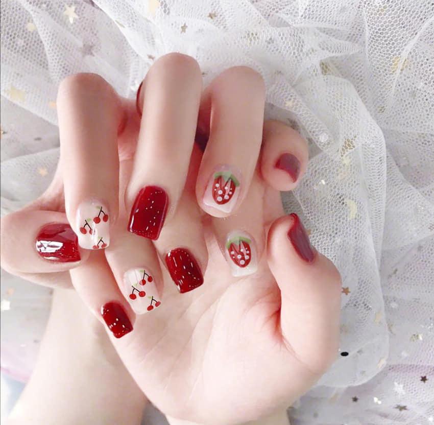 Hộp 24 Móng tay giả  nail giả  móng giả A6 (kèm keo dán móng tay )