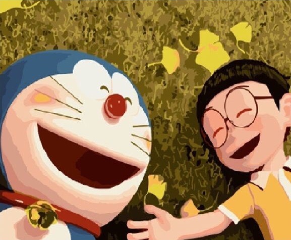 Tranh sơn dầu số hoá có khung LIM Art - Tranh tô màu theo số tổng hợp tranh Doraemon