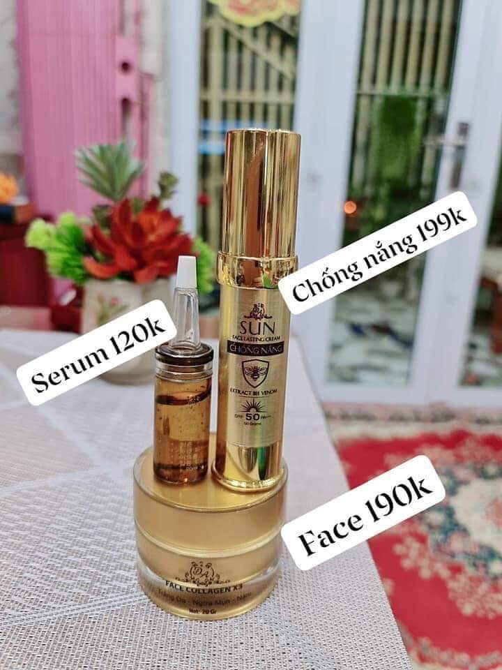 Bộ Đ&Ocirci Thần Th&Aacutenh : Serum Căng B&Oacuteng + Kem Face Collagen X3 + Chống Nắng + Sữa Rửa Mặt